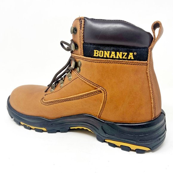 Bonanza Pro Mens Brown 6" PU Injected Leather Work Boots BA 618 - Picture 3 of 5